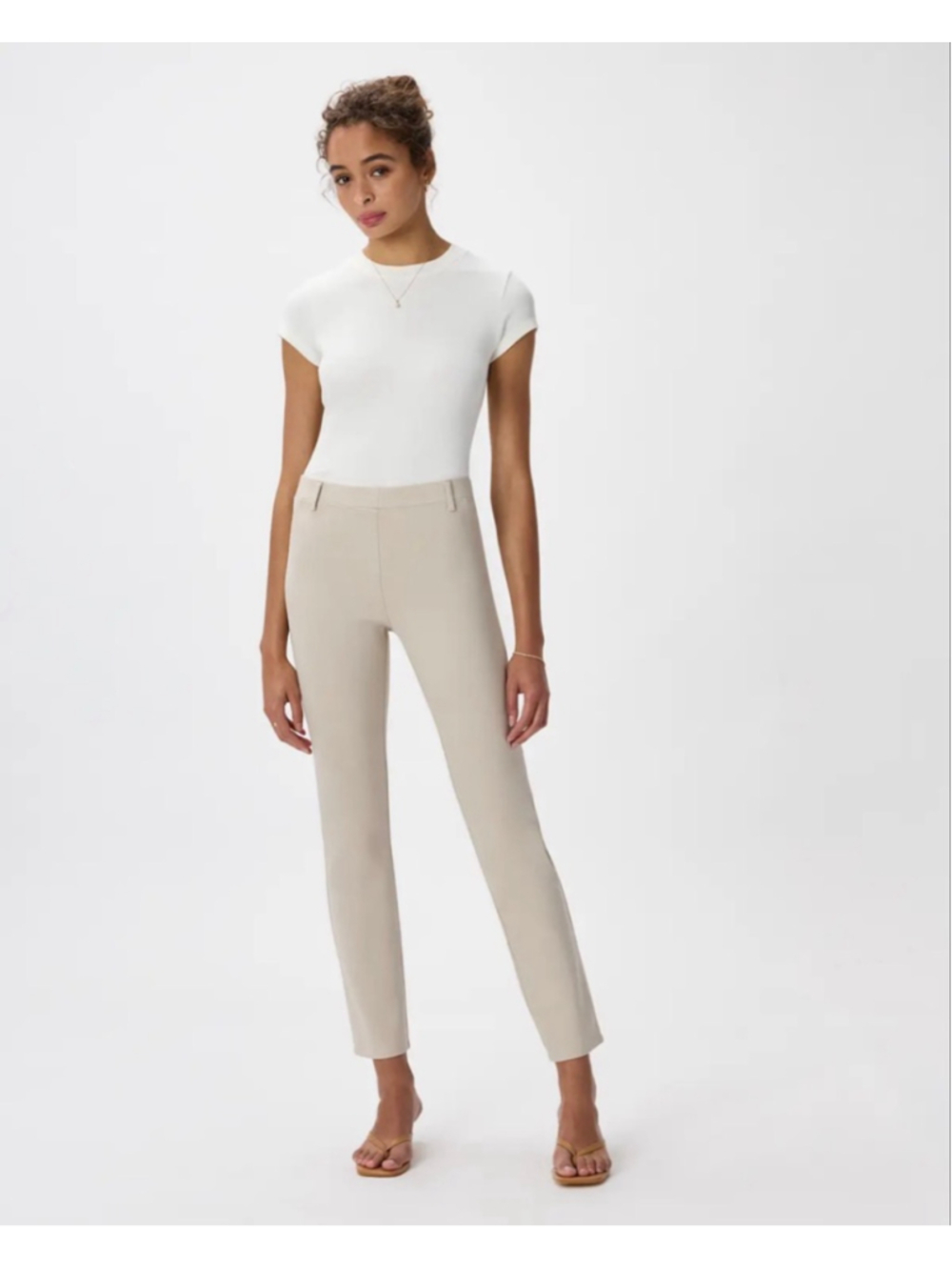 Women's Quince Ecru Ponce Straight Leg Pants M - Picture 3 of 16